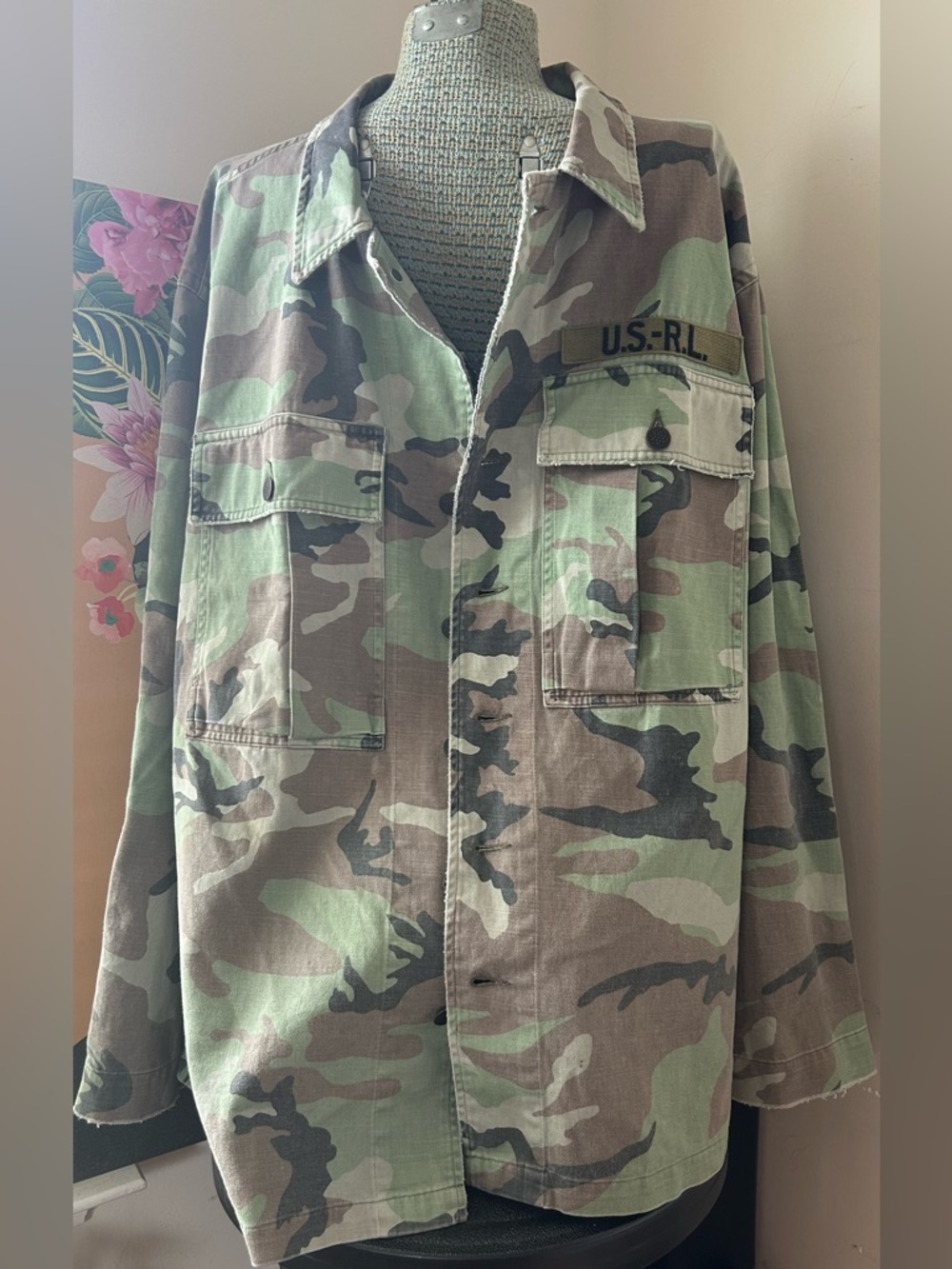 NWOT Polo Ralph Lauren Denim Camo Camoflauge Trucker Jacket US-RL Patch 2XB